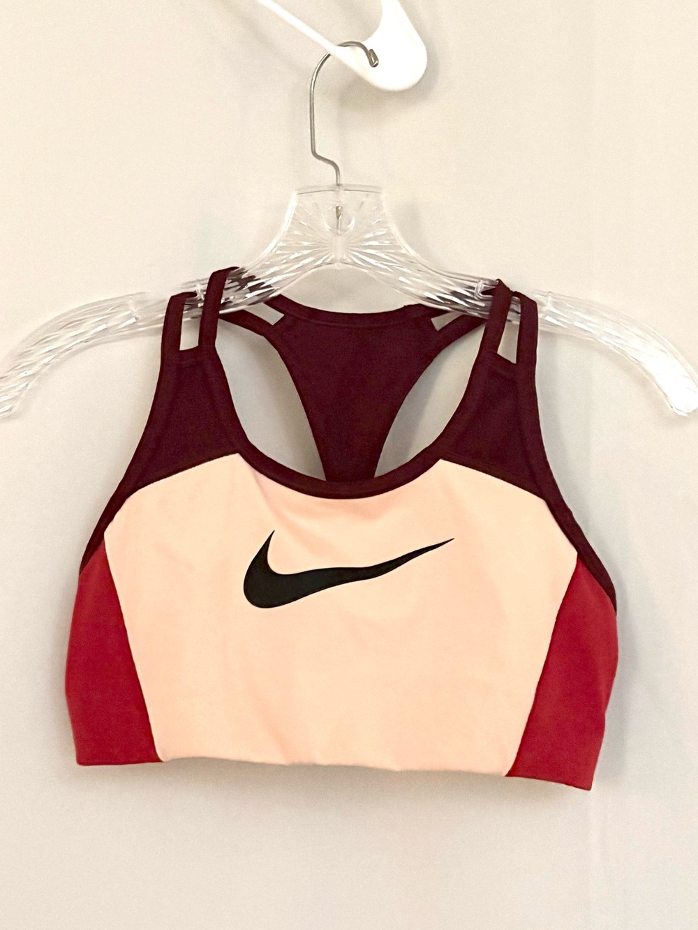 Nike Colorblock Racerback Sports Bra - Maroon, Pink & Red